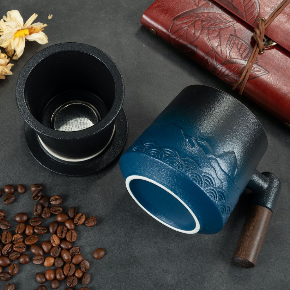 Nature-Inspired Porcelain Mug – Mountain Meets Ocean