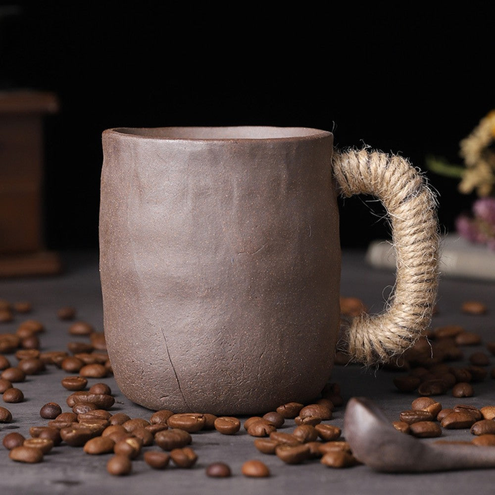 Classical Handmade Rough Ceramic Mug of Natural Elegance