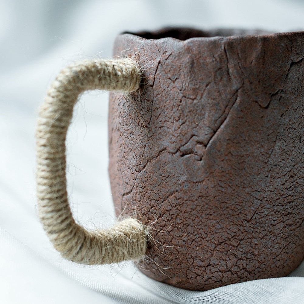 Classical Handmade Rough Ceramic Mug of Natural Elegance