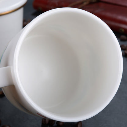 Two Rabbits Mutton Fat Jade Porcelain Mug