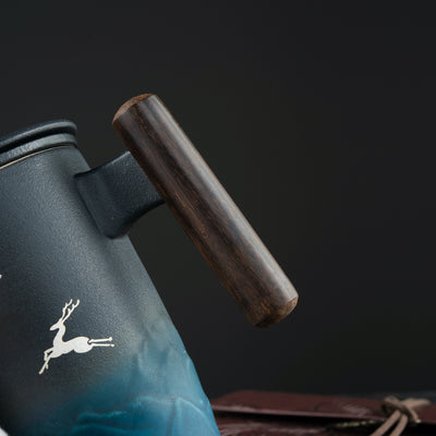 Moonlit Forest Mug – Porcelain Grace with Elk Motif