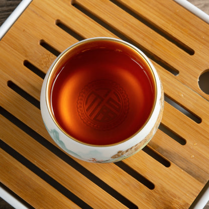 Tiger Tea Cup - Mutton Fat Jade Porcelain