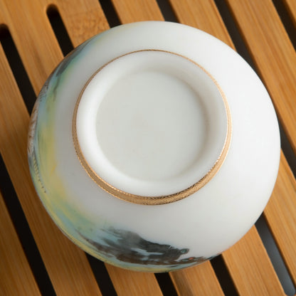 Tiger Tea Cup - Mutton Fat Jade Porcelain
