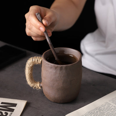 Classical Handmade Rough Ceramic Mug of Natural Elegance