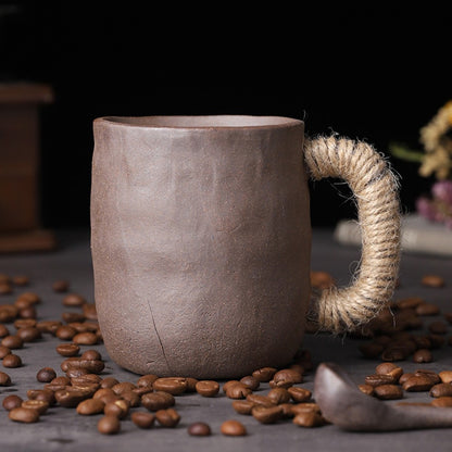 Classical Handmade Rough Ceramic Mug of Natural Elegance