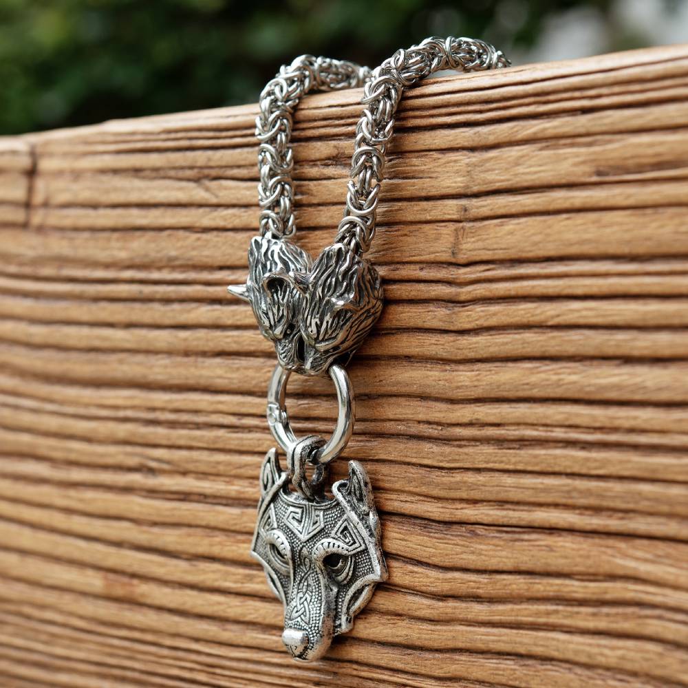 Vikings Wolf Head Necklace Stainless Steel Pendant Necklace