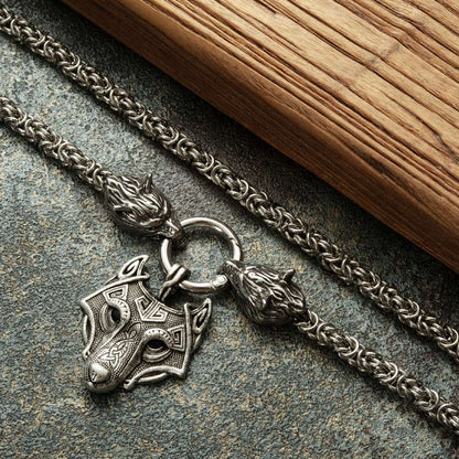 Vikings Wolf Head Necklace Stainless Steel Pendant Necklace